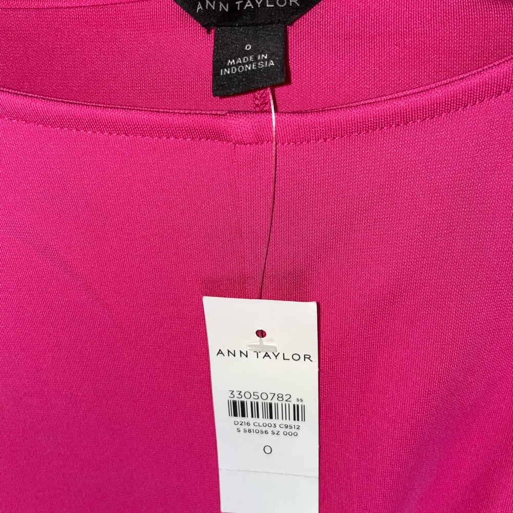 โค๏ธโค๏ธโค๏ธNWT ANN TAYLOR CAP SLEEVE TIE WAIST MIDI DRESS PINK FLARE Sz 0 Reg.โค๏ธโค๏ธโค๏ธ - Picture 6 of 6